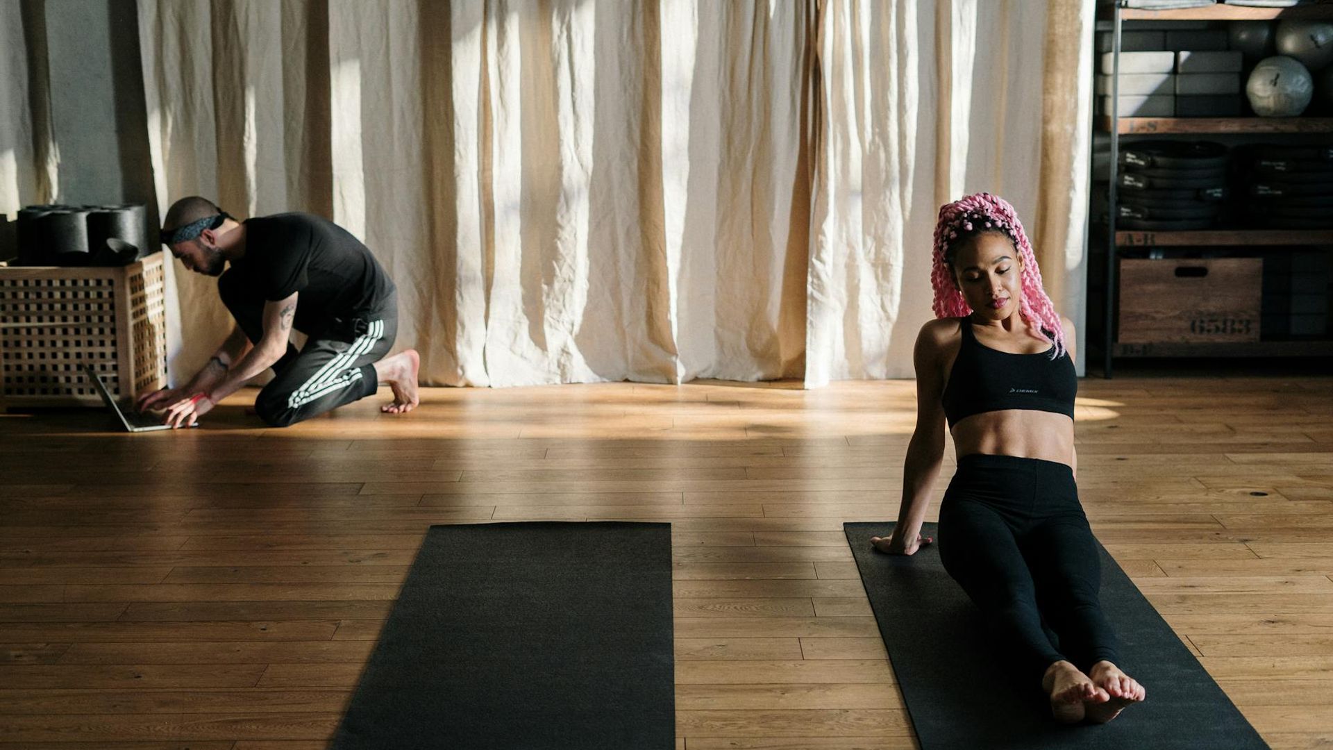 Serene landscape for yoga practice with soft natural lighting